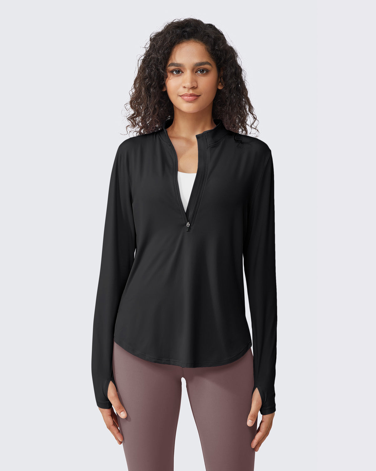 G4Free - Quick Dry High Neck Sun Half Zip Workout Tops -GF23B126KF-XS