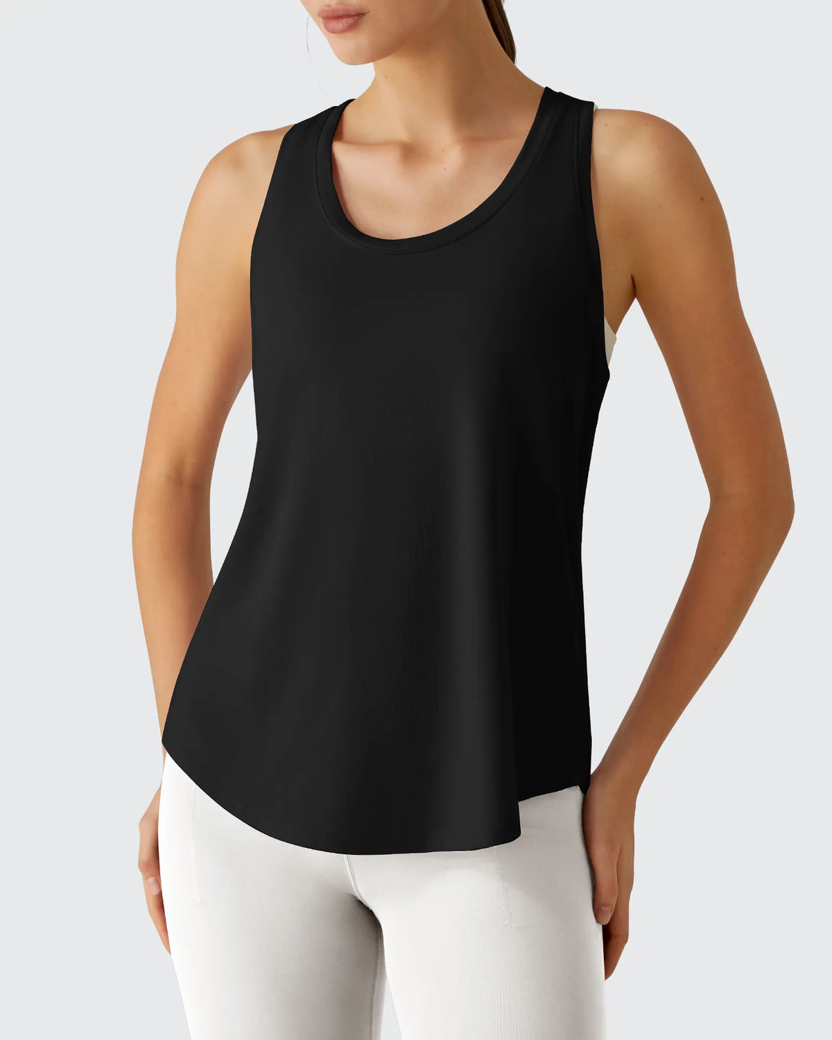 G4Free - Racerback Hip Length Scoop Neck Muscle Tank Tops -GF26L892D016F-XS