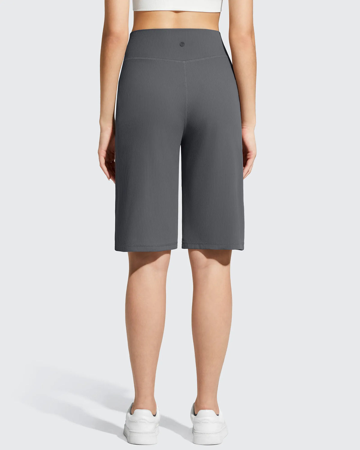 G4Free - Ribbed Bermuda High-Waist Knee Length Shorts 11'' -GF26E763A001F-XS-GF26E763A001A-S-GF26E763A001B-M-GF26E763A001C-L-GF26E763A001D-XL