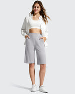 G4Free - Ribbed Bermuda High-Waist Knee Length Shorts 11'' -GF26E763A001F-XS-GF26E763A001A-S-GF26E763A001B-M-GF26E763A001C-L-GF26E763A001D-XL