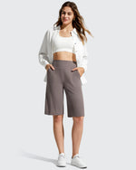 G4Free - Ribbed Bermuda High-Waist Knee Length Shorts 11'' -GF26E763A001F-XS-GF26E763A001A-S-GF26E763A001B-M-GF26E763A001C-L-GF26E763A001D-XL