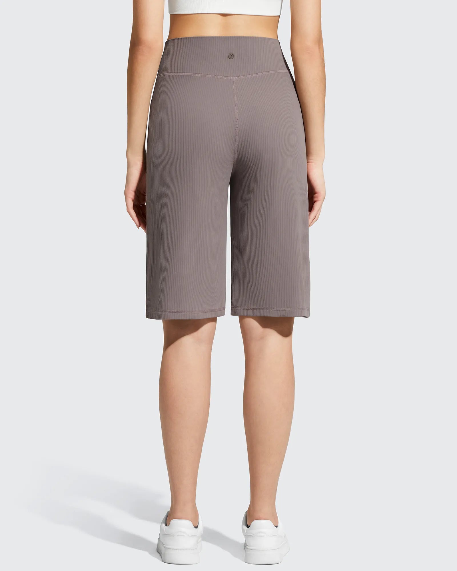 G4Free - Ribbed Bermuda High-Waist Knee Length Shorts 11'' -GF26E763A001F-XS-GF26E763A001A-S-GF26E763A001B-M-GF26E763A001C-L-GF26E763A001D-XL