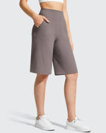 G4Free - Ribbed Bermuda High-Waist Knee Length Shorts 11'' -GF26E763A001F-XS-GF26E763A001A-S-GF26E763A001B-M-GF26E763A001C-L-GF26E763A001D-XL