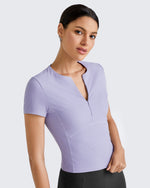 G4Free - Ribbed Half Zip Slim Work Out Short Sleeve -GF25K332AA-S-GF25K332AB-M-GF25K332AC-L-GF25K332AD-XL-GF25K332AF-XS