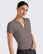 G4Free - Ribbed Half Zip Slim Work Out Short Sleeve -GF25K332AA-S-GF25K332AB-M-GF25K332AC-L-GF25K332AD-XL-GF25K332AF-XS