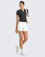 G4Free - Ribbed Half Zip Slim Work Out Short Sleeve -GF25K332AA-S-GF25K332AB-M-GF25K332AC-L-GF25K332AD-XL-GF25K332AF-XS