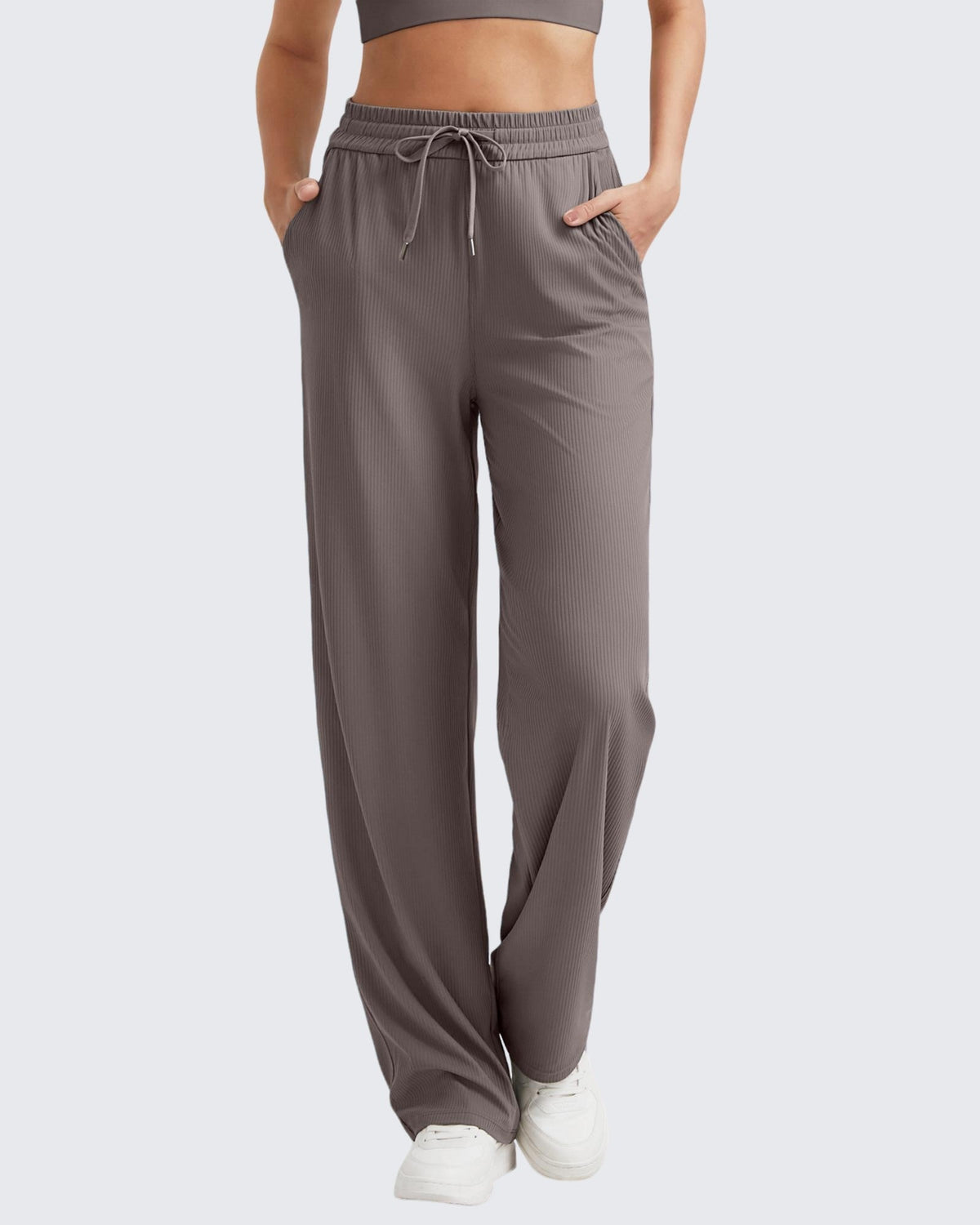 G4Free - Ribbed High-Rise Drawstring Casual Pants -GF24J301AA-S