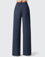G4Free - Ribbed Knit High Waist Wide Leg Yoga Pants -GF25J650AA-S