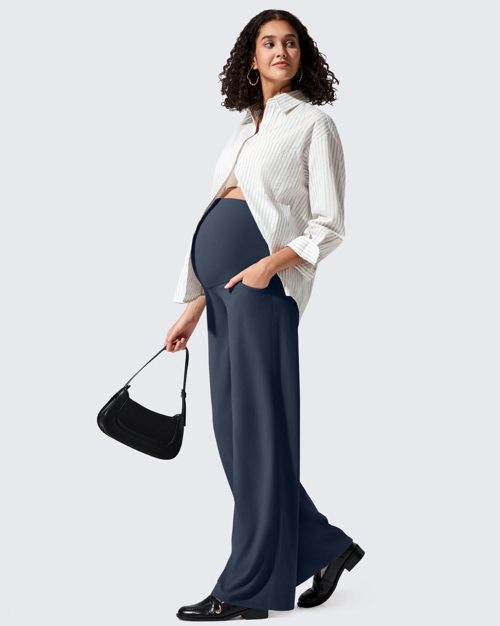 G4Free - Ribbed Maternity Wide Leg Casual Yoga Pants -GF25JY537AF-XS-GF25JY538AF-XS-GF25JY539AF-XS-GF25JY537AA-S-GF25JY538AA-S