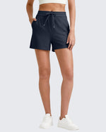 G4Free - Ribbed Mid-Rise Drawstring Shorts -GF25E318AA-S