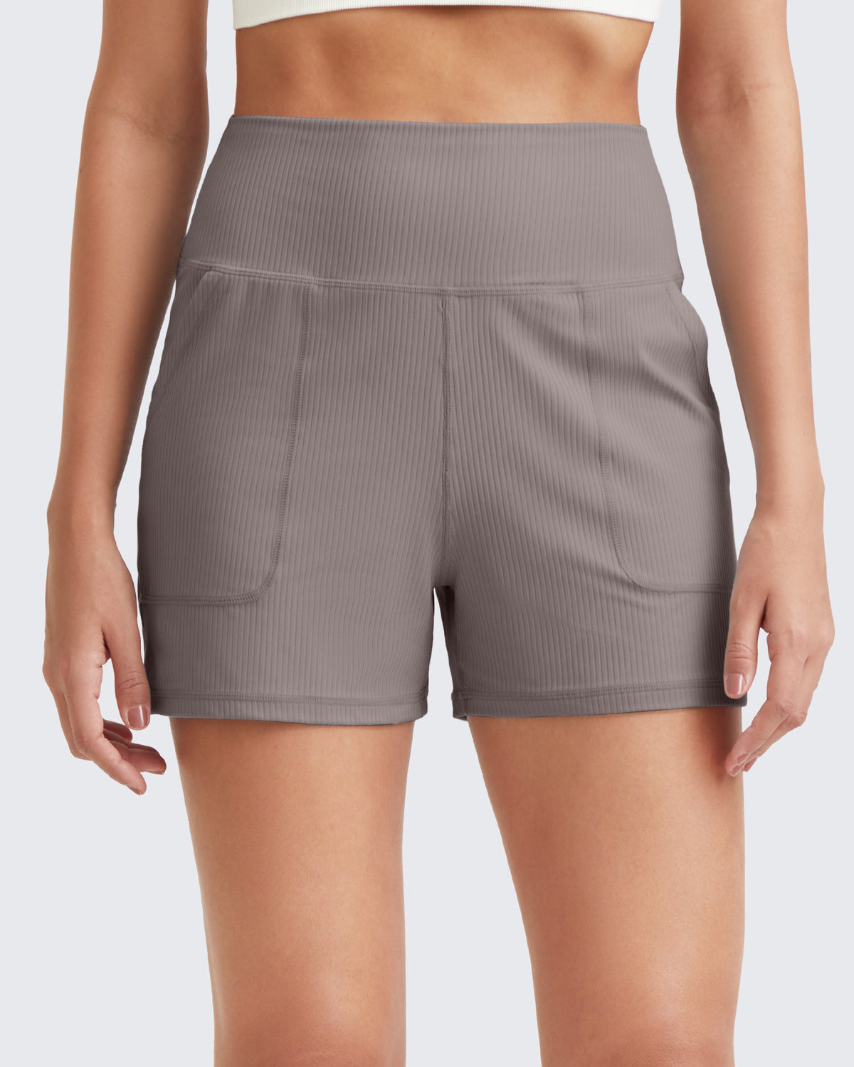 G4Free - Ribbed Mid-Rise Seamless Work Shorts -GF25E314AA-S