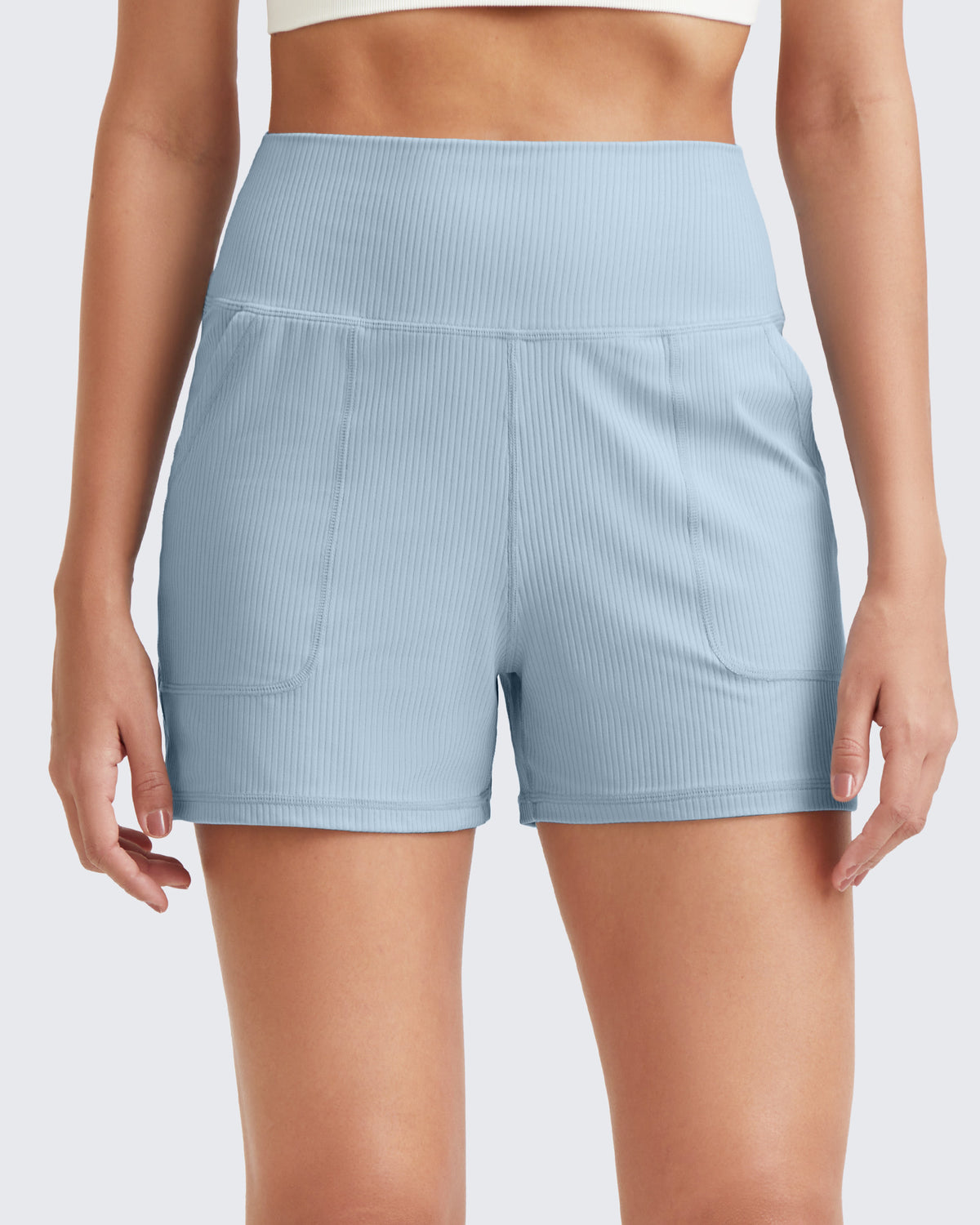 G4Free - Ribbed Mid-Rise Seamless Work Shorts -GF25E314AA-S