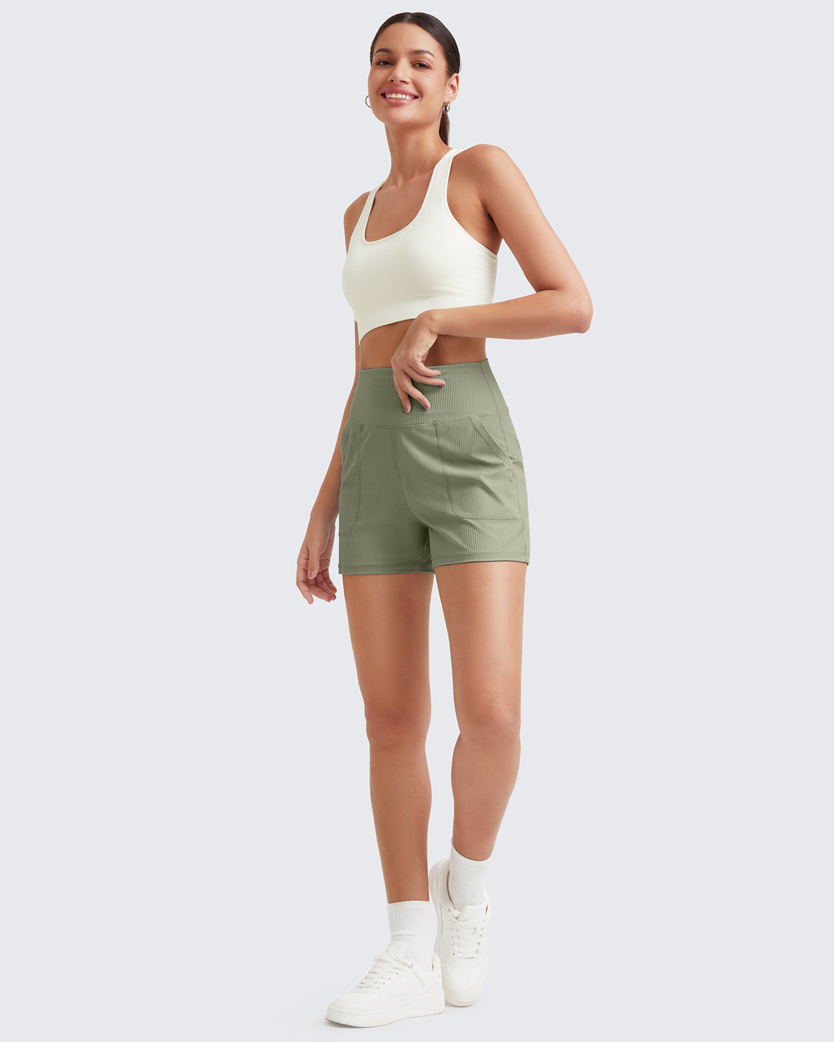 G4Free - Ribbed Mid-Rise Seamless Work Shorts -GF25E314AA-S-GF25E314AB-M-GF25E314AC-L-GF25E314AD-XL-GF25E314AE-XXL