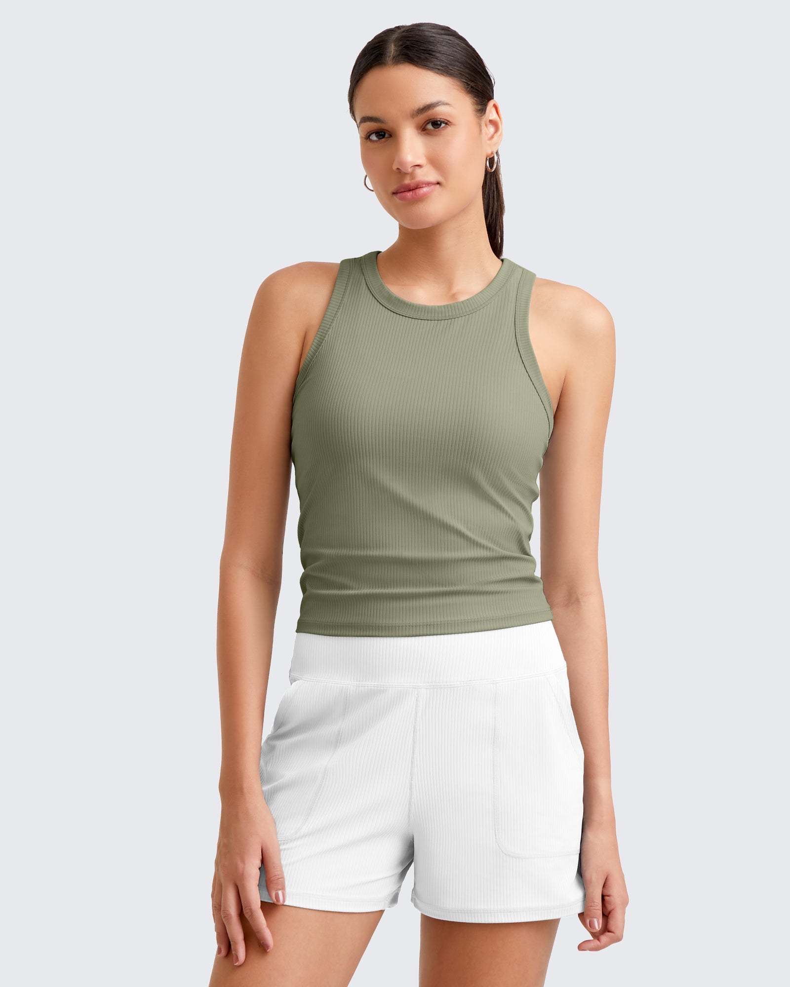 G4Free - Ribbed Slim Racerback Athletic Tanks -GF25B327AA-S