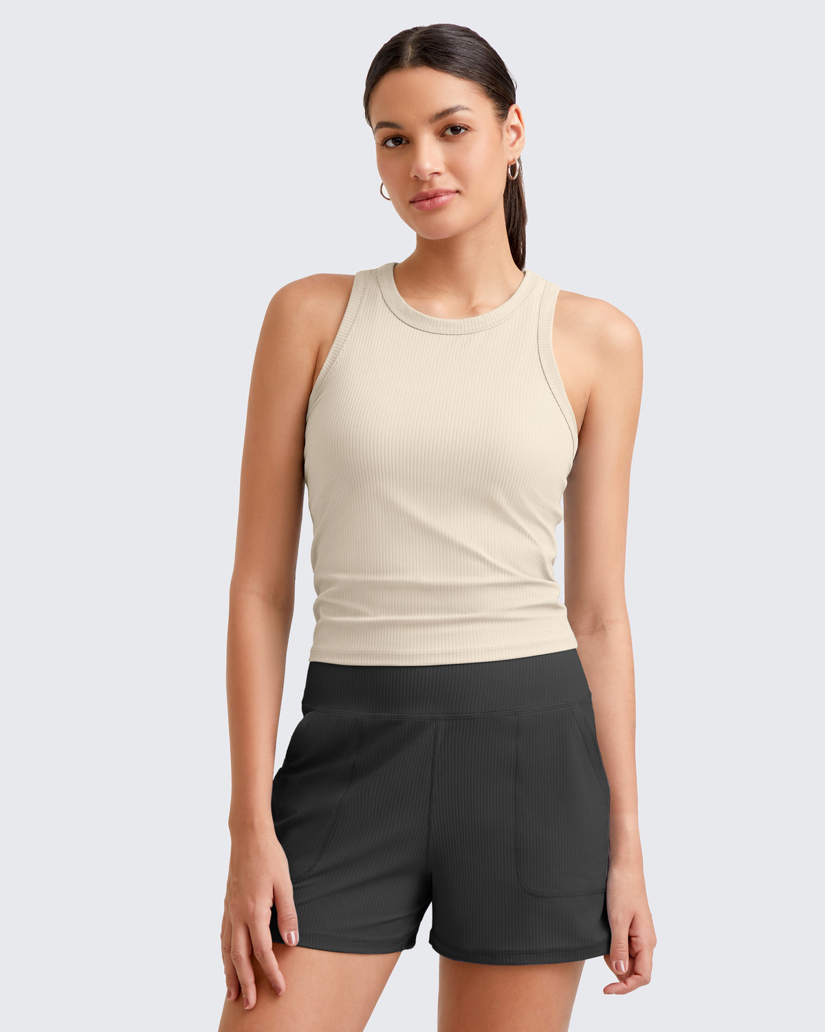 G4Free - Ribbed Slim Racerback Athletic Tanks -GF25B327DA-S