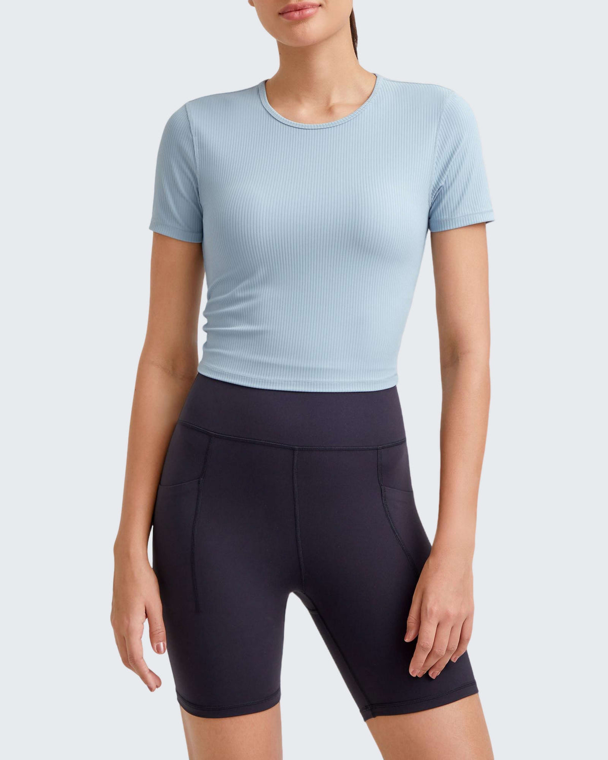 G4Free - Ribbed Slim Workout Crop Short Sleeve -GF25K320CA-S