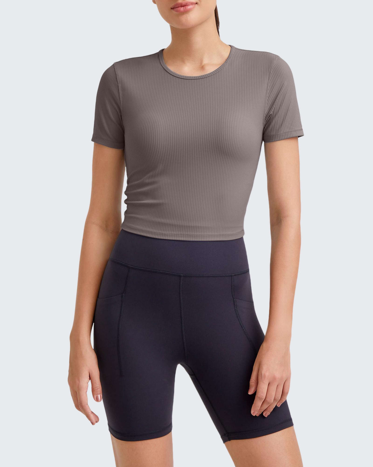 G4Free - Ribbed Slim Workout Crop Short Sleeve -GF25K320CA-S
