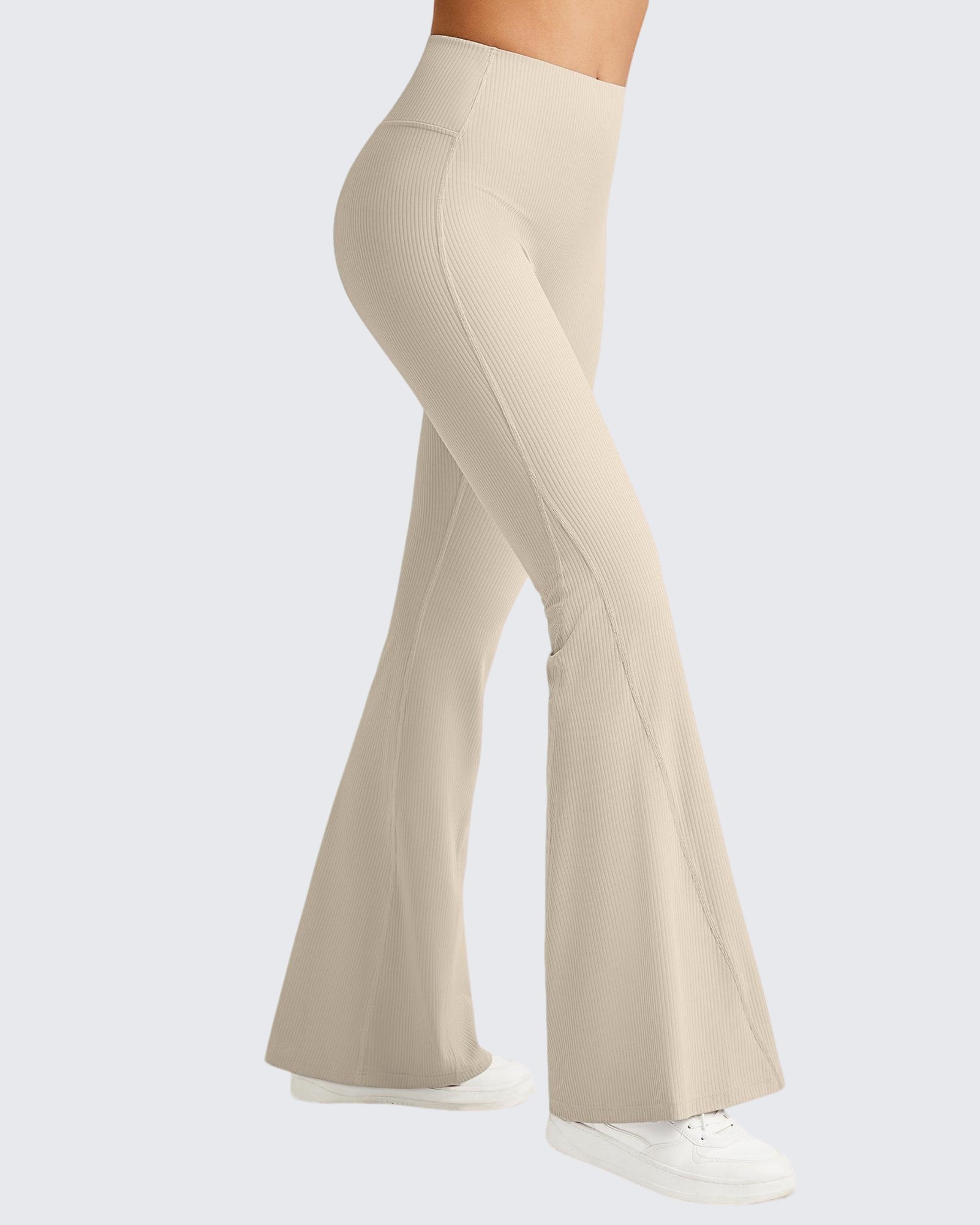 G4Free - Ribbed Tummy Control Flare Yoga Pants -GF25A407AA-S