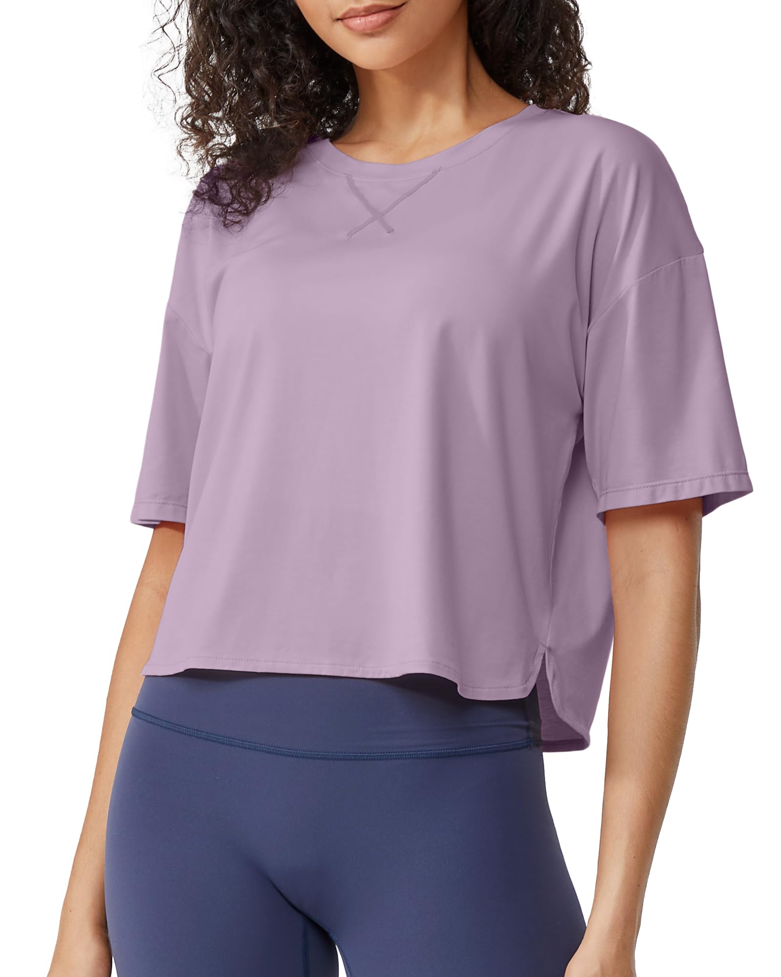 G4Free - Scoop Neck Short Sleeve Workout Crop Tops -GF24B199BA-S