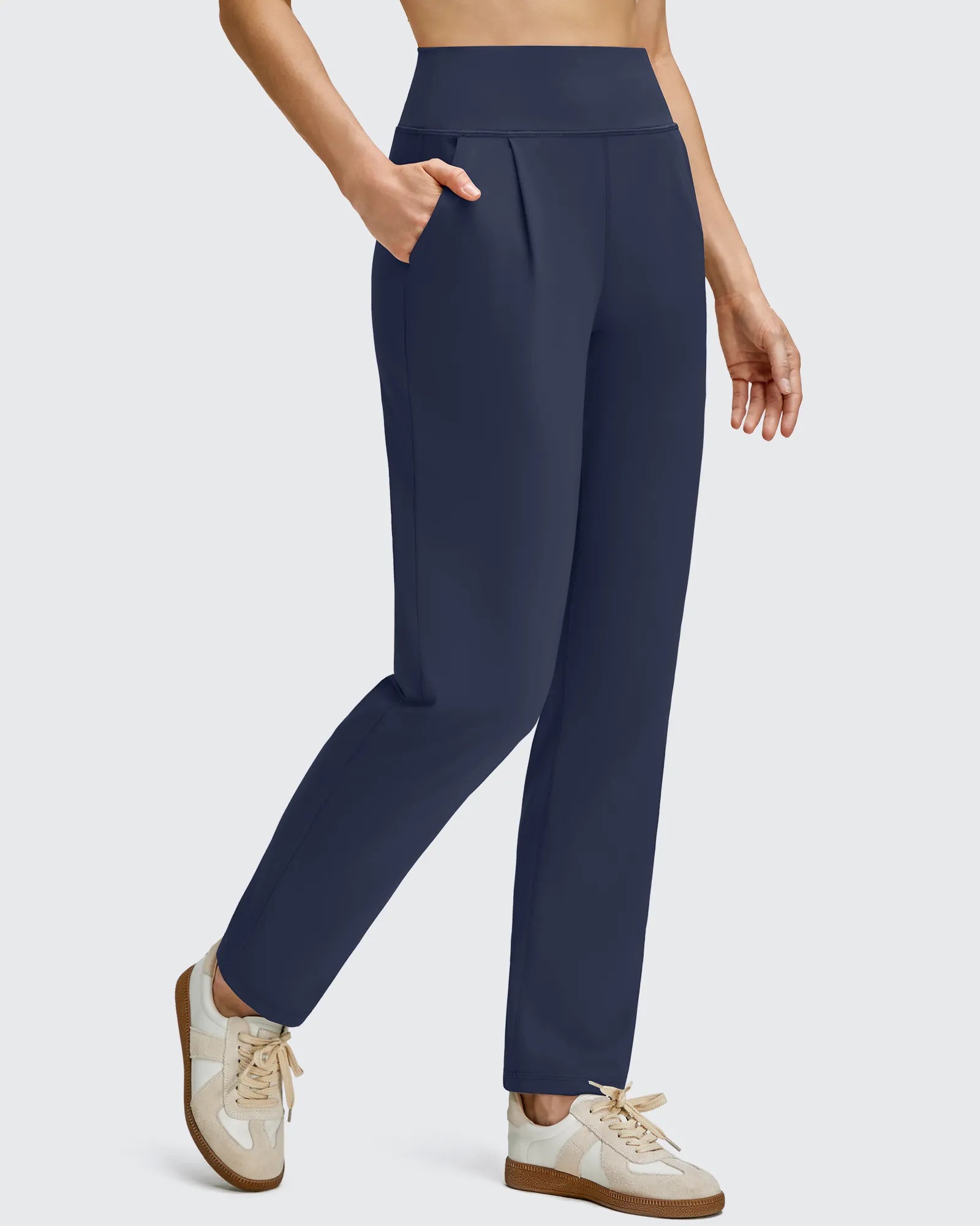 G4Free - ShiftReady Front Pleated Ankle Tapered High Waist Trousers -GF25D637AA-S