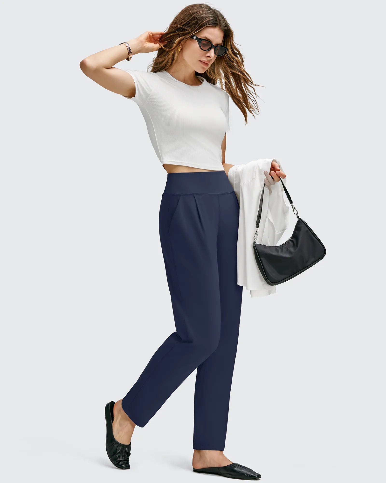 G4Free - ShiftReady Front Pleated Ankle Tapered High Waist Trousers -GF25D637AA-S-GF25D638AA-S-GF25D639AA-S-GF25D637AB-M-GF25D638AB-M