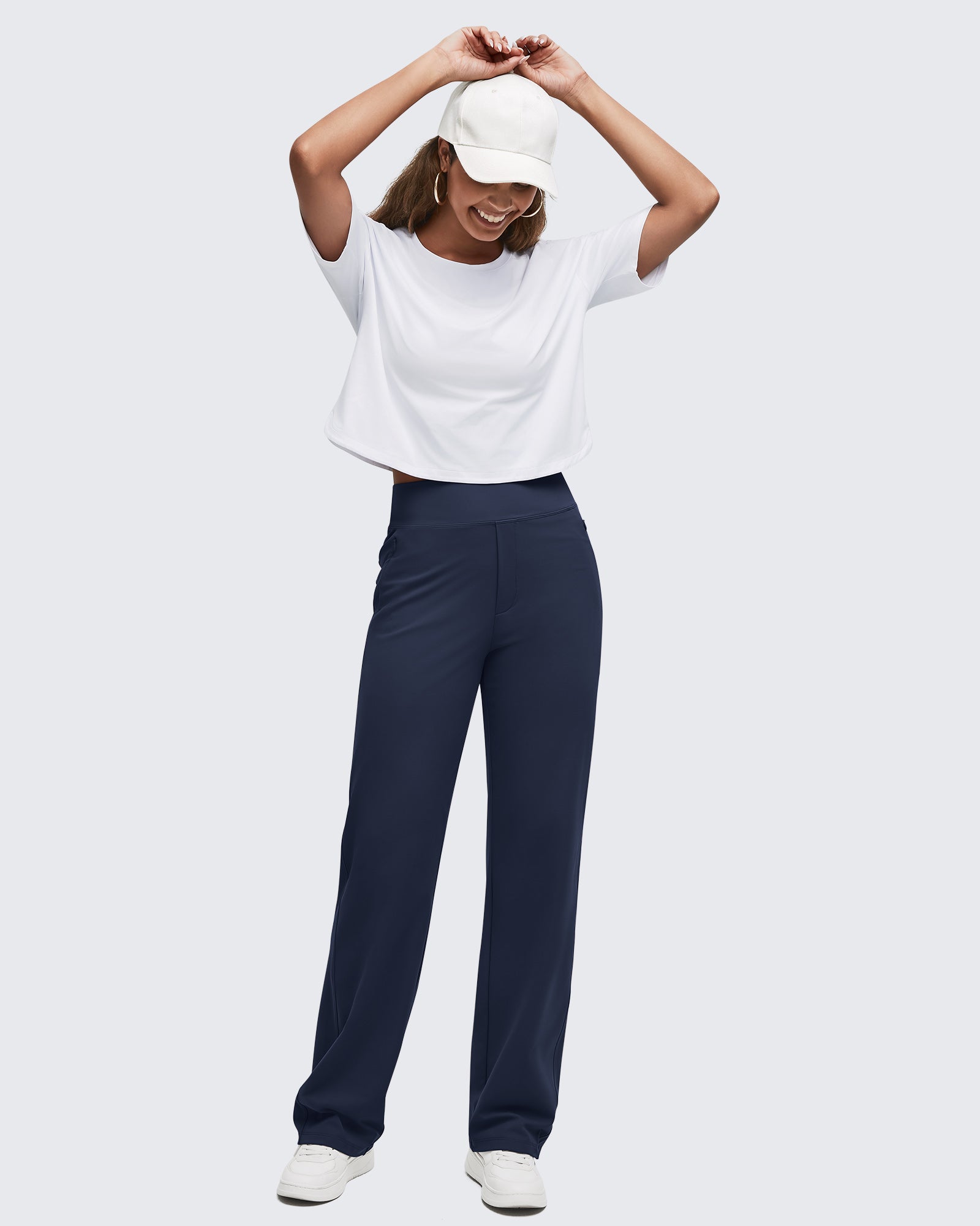 G4Free - ShiftReady High Waist Hidden Zipper Pockets Dress Pants -GF25D571AA-S