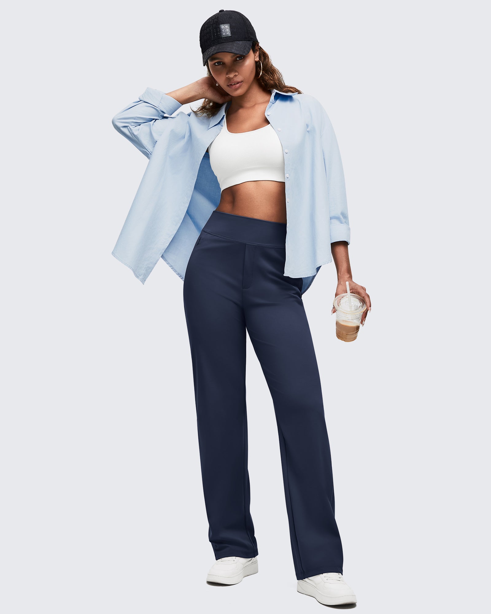 G4Free - ShiftReady High Waist Hidden Zipper Pockets Dress Pants -GF25D571AA-S-GF25D572AA-S-GF25D573AA-S-GF25D571AB-M-GF25D572AB-M