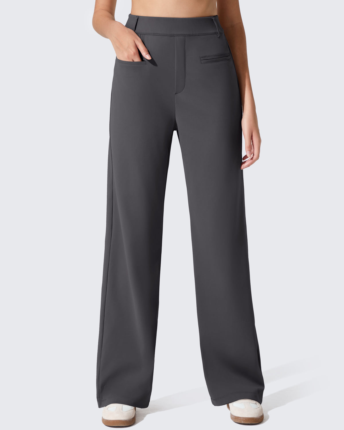 G4Free - ShiftReady Slit Pockets Elastic Waist Straight Leg Work Pants -GF25D541AF-XS