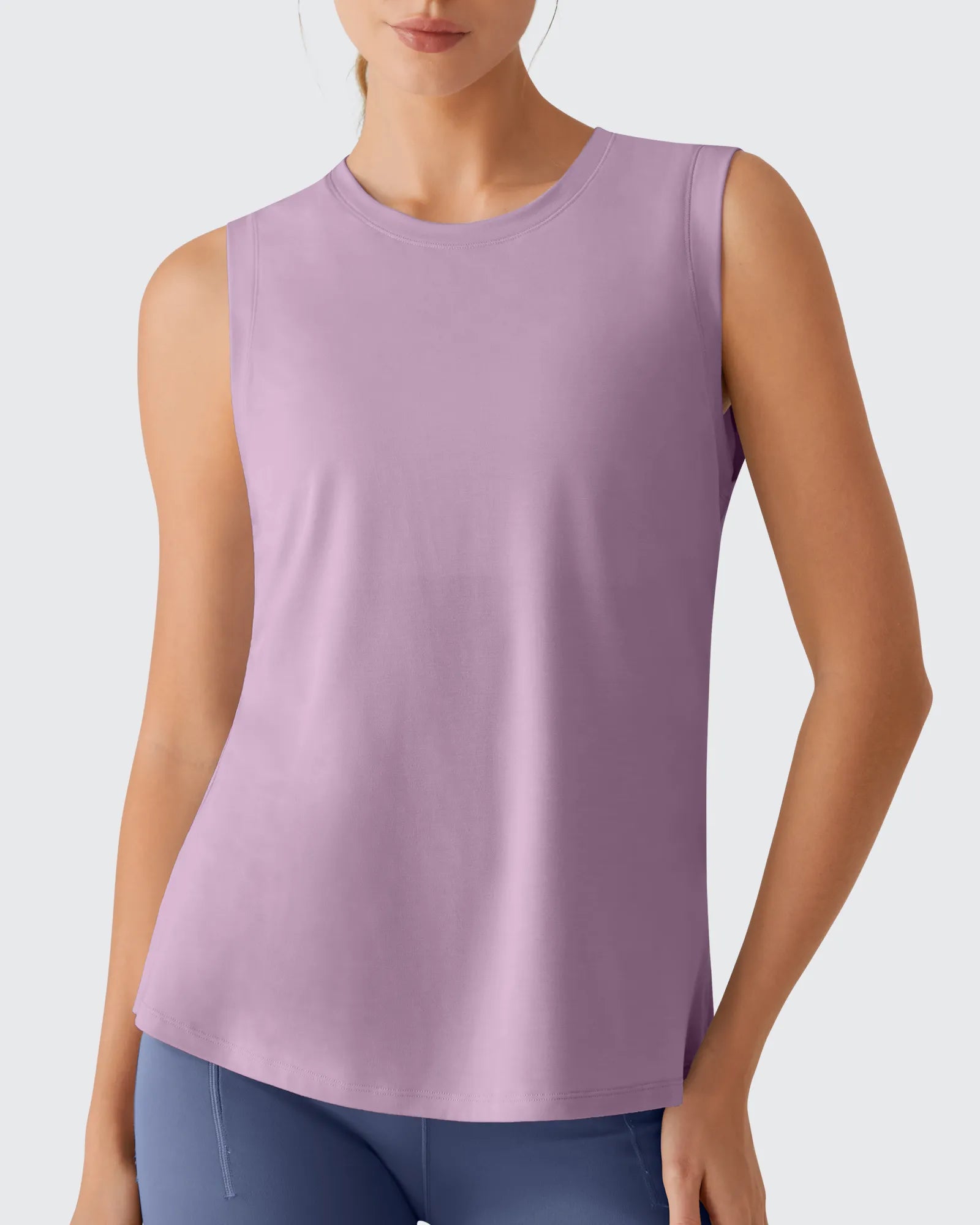 G4Free - Side Slits Loose Fit High Neck Athletic Tanks -GF26L858D016F-XS