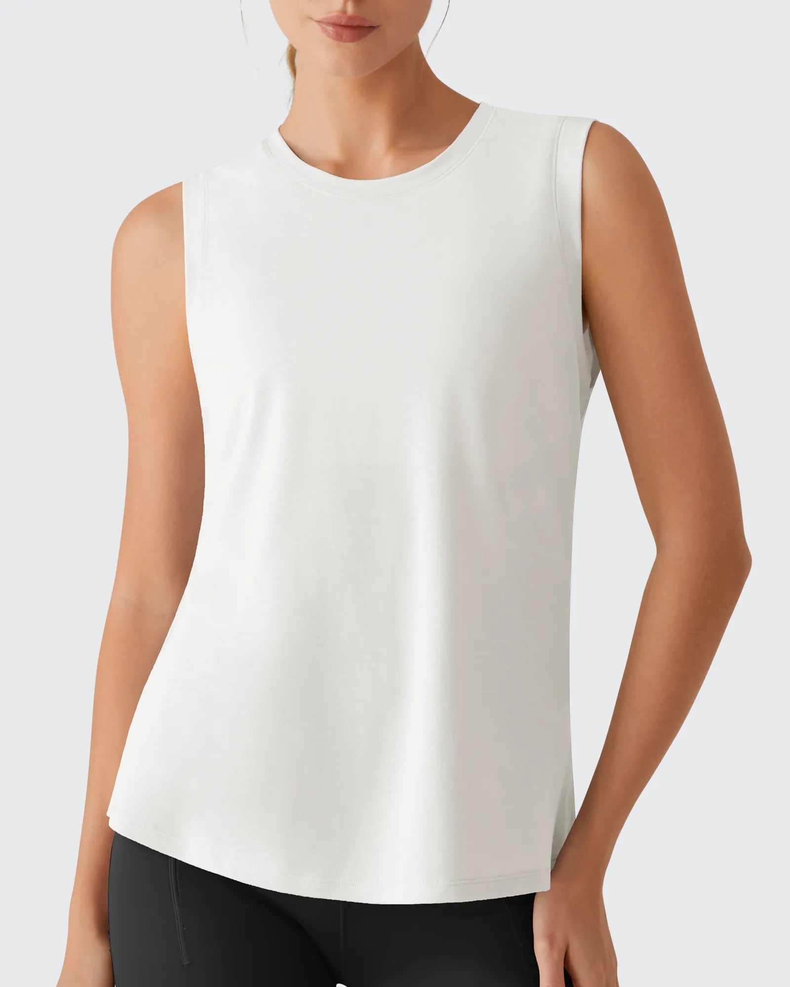 G4Free - Side Slits Loose Fit High Neck Athletic Tanks -GF26L858D016F-XS
