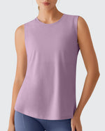 G4Free - Side Slits Loose Fit High Neck Athletic Tanks -GF26L858I002F-XS