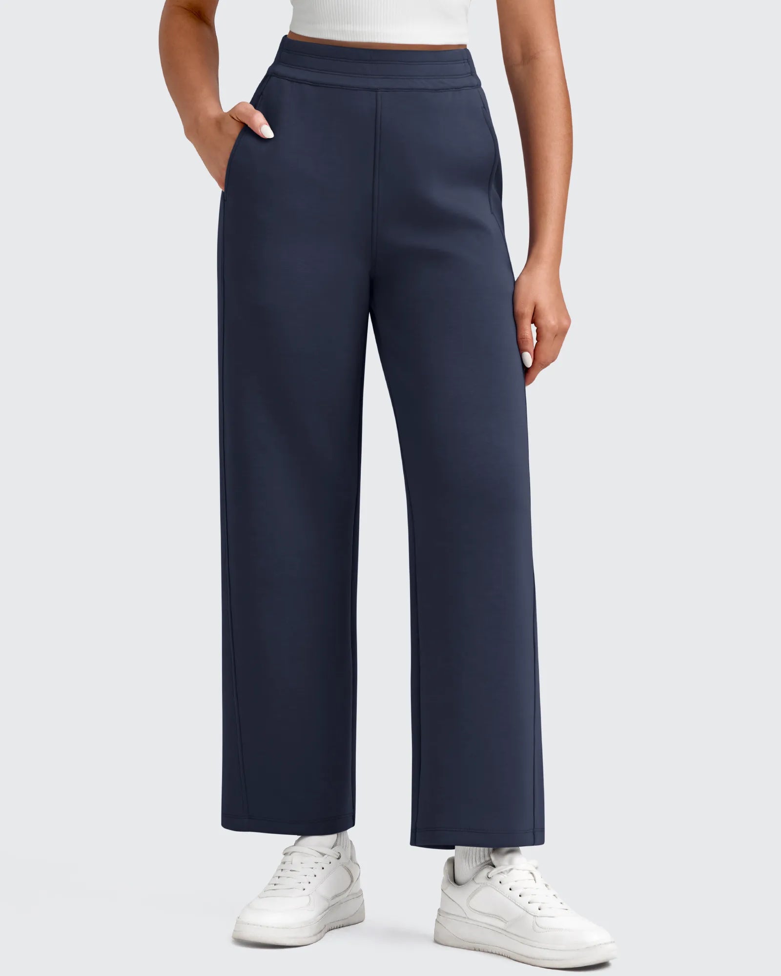 G4Free - Smoofit Elastic Waist Wide Leg Ankle Sweatpants -GF25J524AA-S