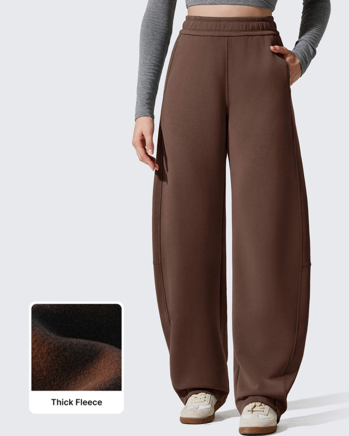 G4Free - Smoofit Fleece Lined Baggy Barrel Wide Leg Sweatpants -GF25J611AF-XS