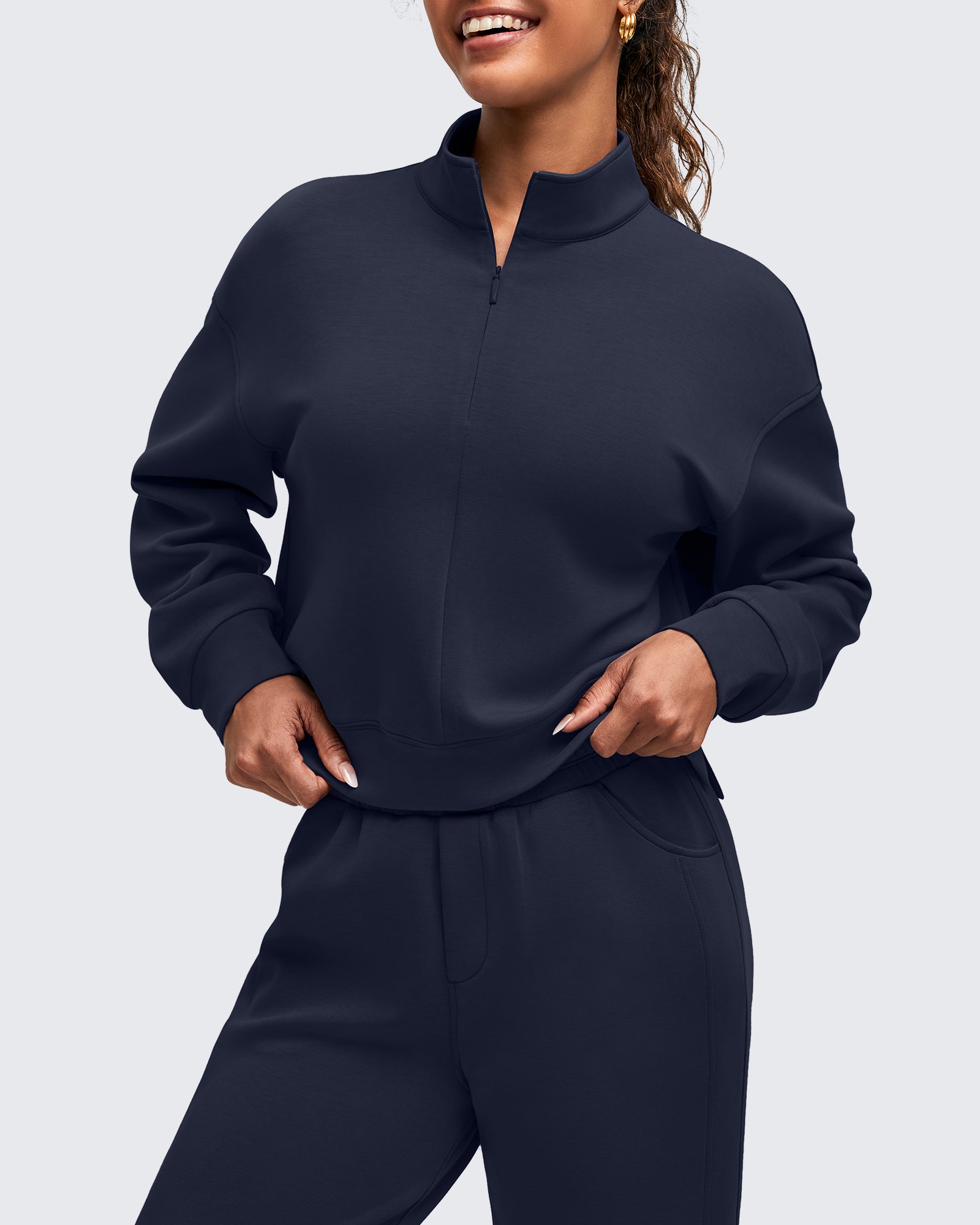 G4Free - Smoofit Half-Zip Mock Neck Long Sleeve Sweatshirts -GF25F519CA-S