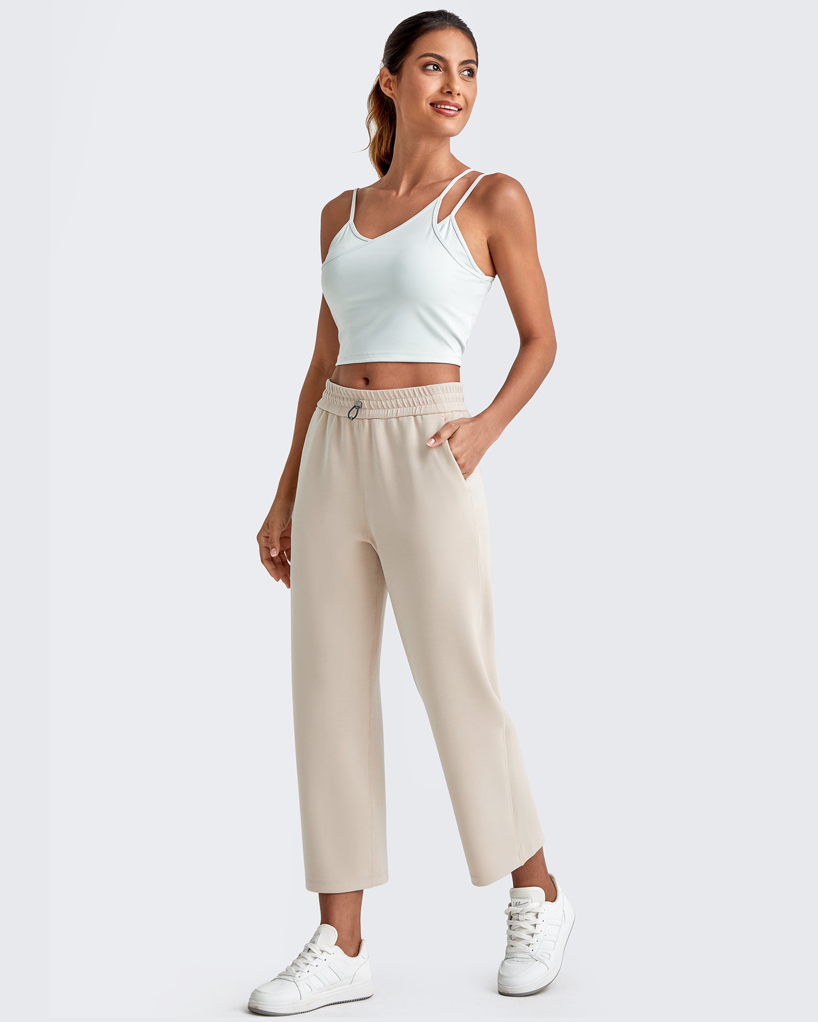 G4Free - Smoofit High Waist Wide Leg Capris Pants 19'' -GF25J293AA-S-GF25J293AB-M-GF25J293AC-L-GF25J293AD-XL-GF25J293AE-XXL