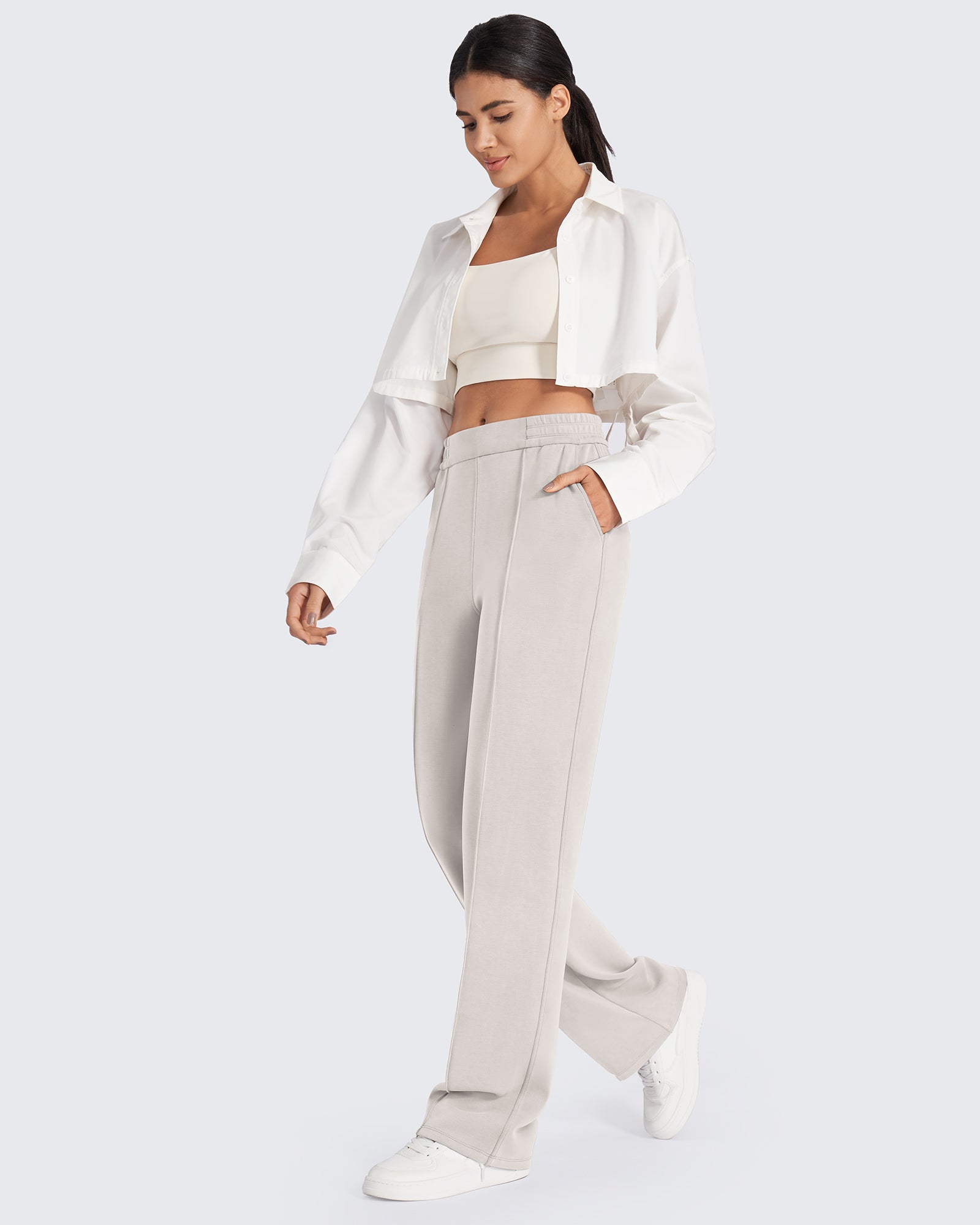 G4Free - Smoofit Loose High-Rise Elastic Dressy Pants Petite -GF24J286AF-XS