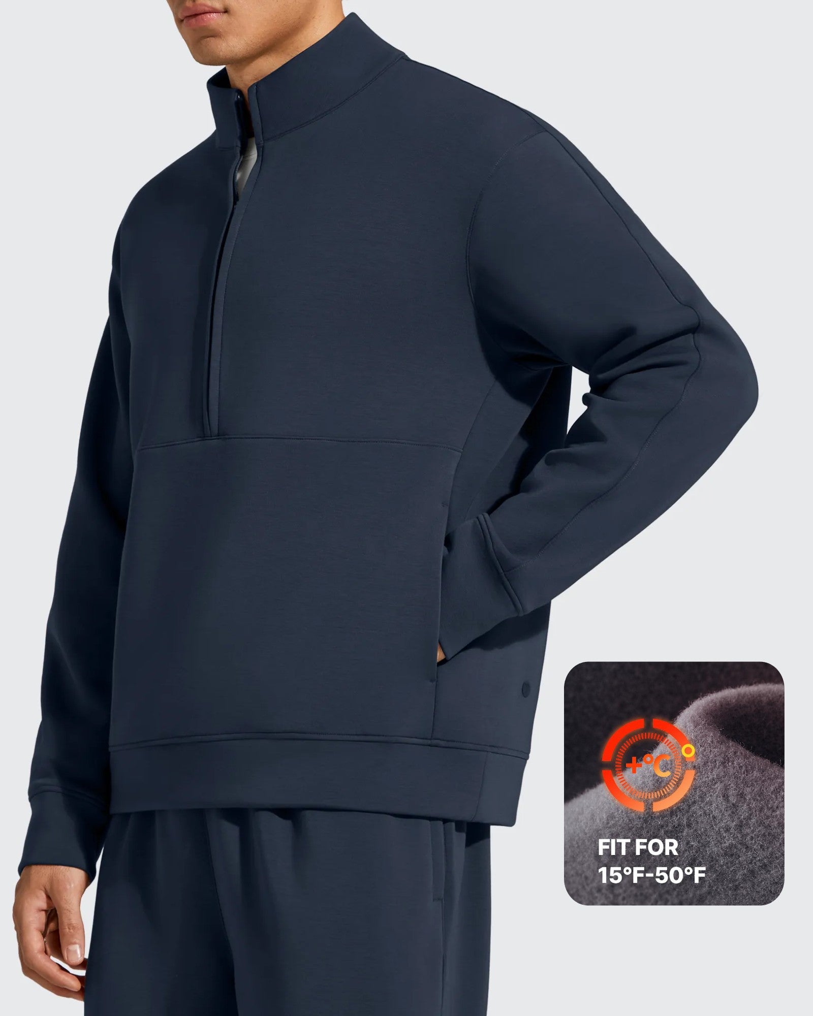 G4Free - Smoofit Men's Fleece Half Zip Pockets Mock Neck Sweatshirts -GF25FM728AA-S