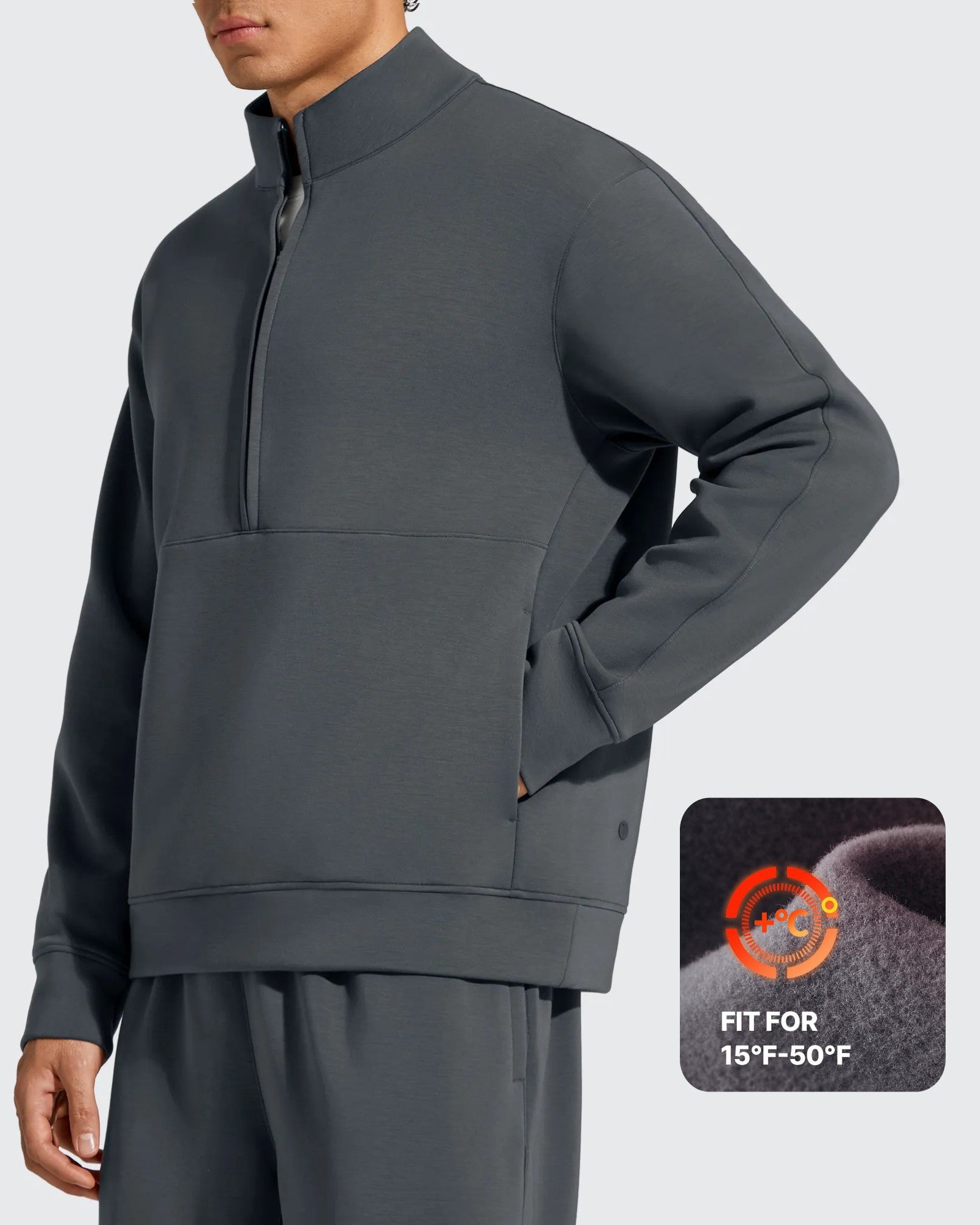 G4Free - Smoofit Men's Fleece Half Zip Pockets Mock Neck Sweatshirts -GF25FM728AA-S