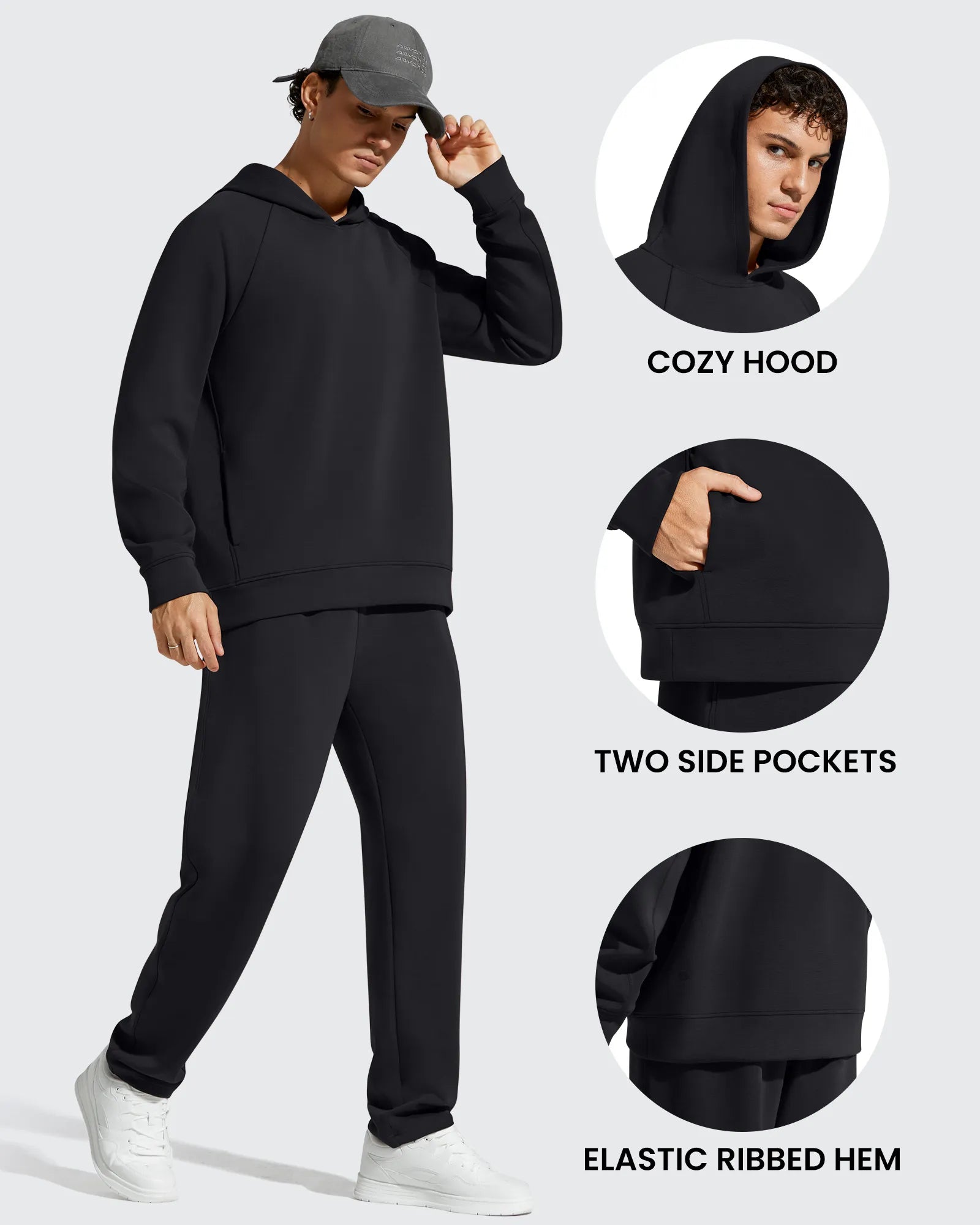 G4Free - Smoofit Men's Fleece-Lined Pockets Hoodies Pullover Sweatshirts -GF25FM729BA-S-GF25FM729BB-M-GF25FM729BC-L-GF25FM729BD-XL-GF25FM729BE-XXL