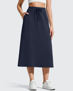 G4Free - Smoofit Midi Drawstring A-line Maxi Long Skirt -GF25S706A001A-S