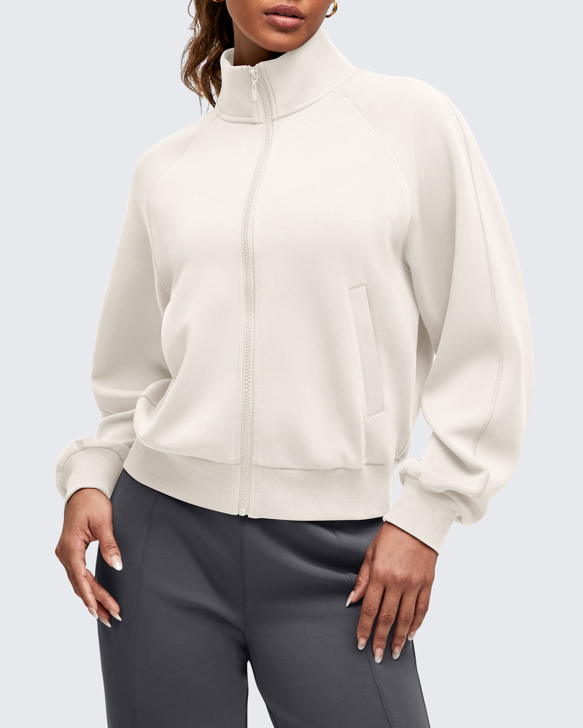 G4Free - Smoofit Mock Neck Zip Up Pockets Jackets -GF25M528EA-S