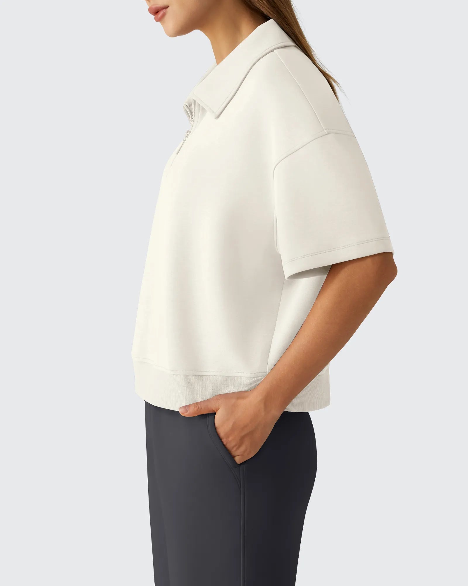 G4Free - Smoofit Modal Soft Zip Up Polo Shirts Short Sleeve -GF25K518CF-XS-GF25K518CA-S-GF25K518CB-M-GF25K518CC-L-GF25K518CD-XL