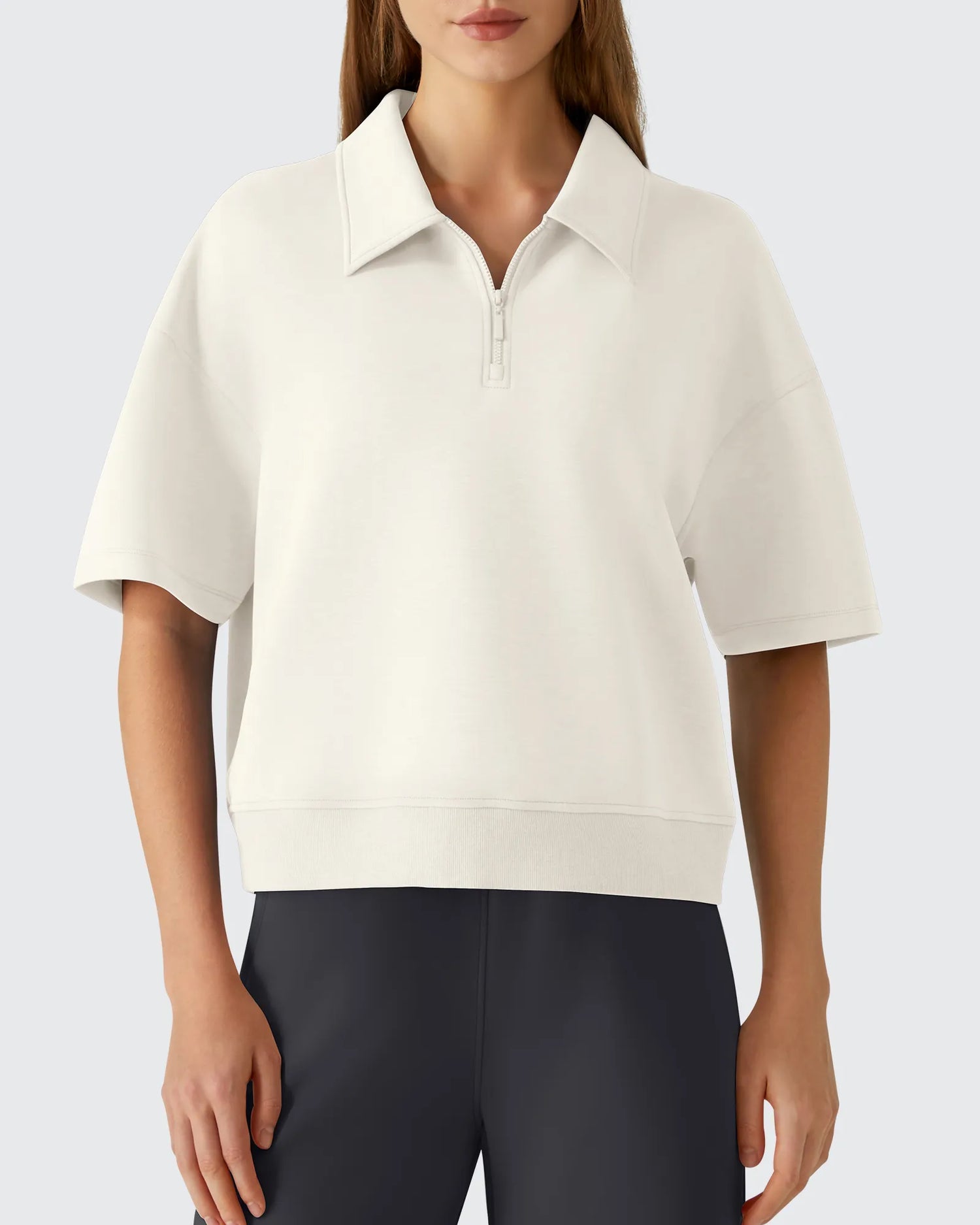 G4Free - Smoofit Modal Soft Zip Up Polo Shirts Short Sleeve -GF25K518CF-XS-GF25K518CA-S-GF25K518CB-M-GF25K518CC-L-GF25K518CD-XL