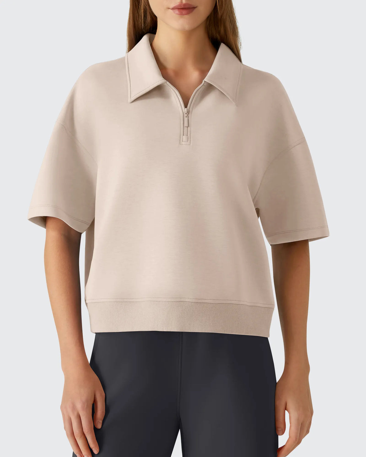 G4Free - Smoofit Modal Soft Zip Up Polo Shirts Short Sleeve -GF25K518CF-XS-GF25K518CA-S-GF25K518CB-M-GF25K518CC-L-GF25K518CD-XL