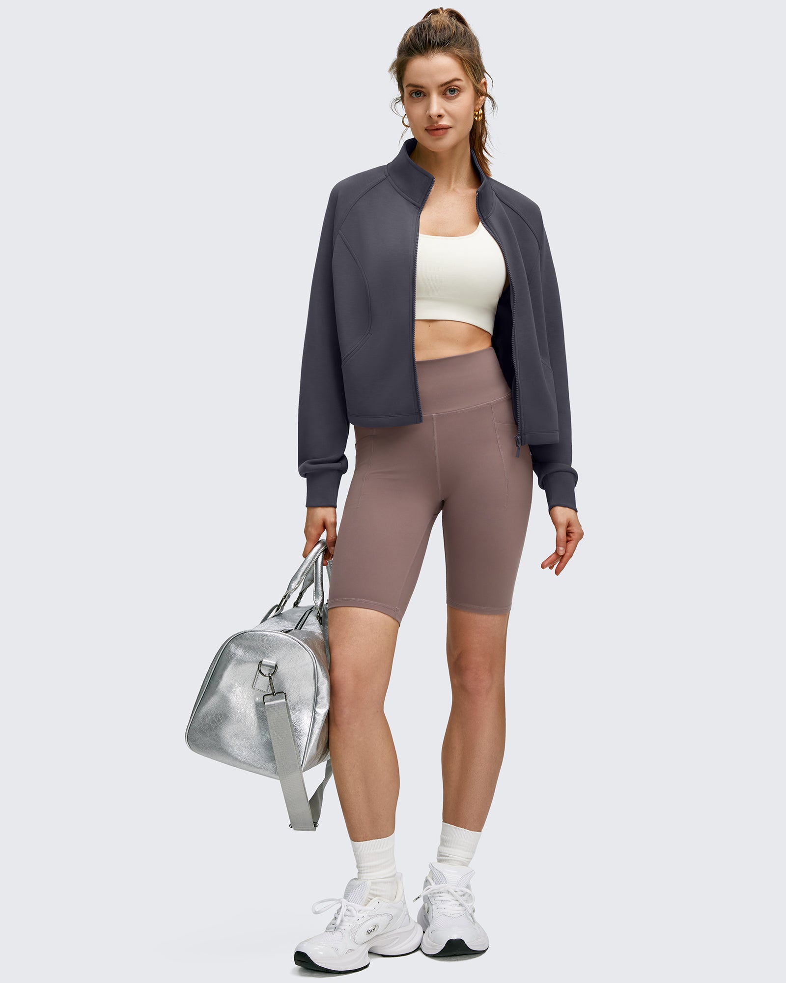 G4Free - Smoofit Modal Zip Up Mock Neck Pockets Sweatshirts -GF25M551AF-XS-GF25M551AA-S-GF25M551AB-M-GF25M551AC-L-GF25M551AD-XL