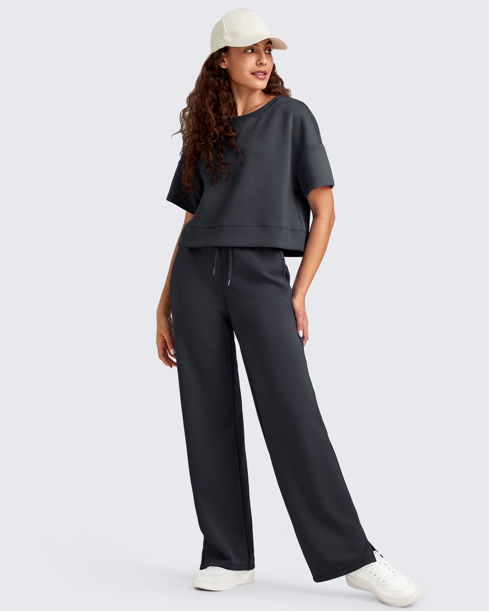 G4Free - Smoofit Side Slit Drawstring Loose Sweatpants -GF25J491AA-S-GF25J492AA-S-GF25J493AA-S-GF25J491AB-M-GF25J492AB-M