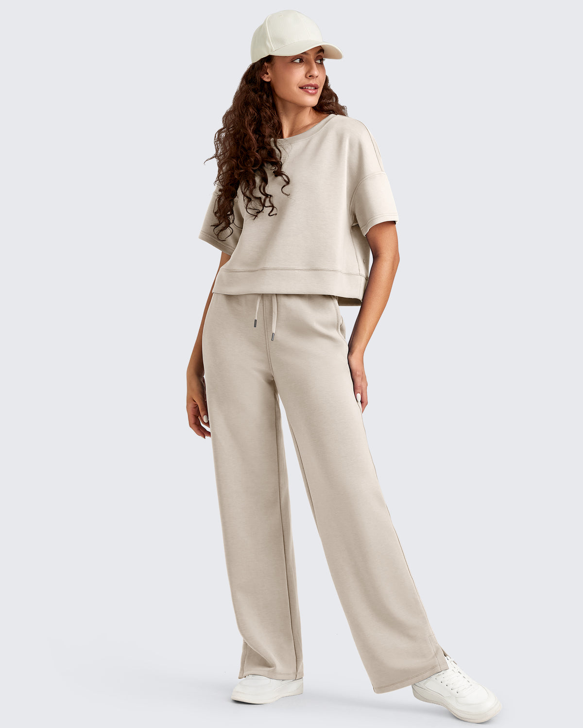 G4Free - Smoofit Side Slit Drawstring Loose Sweatpants -GF25J491AA-S-GF25J492AA-S-GF25J493AA-S-GF25J491AB-M-GF25J492AB-M