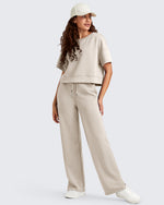 G4Free - Smoofit Side Slit Drawstring Loose Sweatpants -GF25J491AA-S-GF25J492AA-S-GF25J493AA-S-GF25J491AB-M-GF25J492AB-M