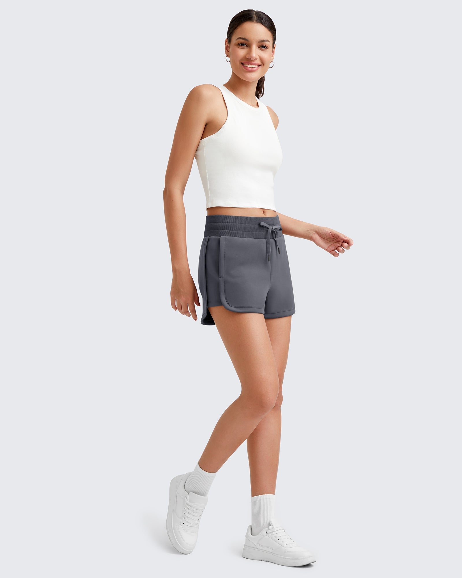 G4Free - Smoofit Side Slit Drawstring Sweat Shorts -GF25E341AA-S-GF25E341AB-M-GF25E341AC-L-GF25E341AD-XL-GF25E341AE-XXL
