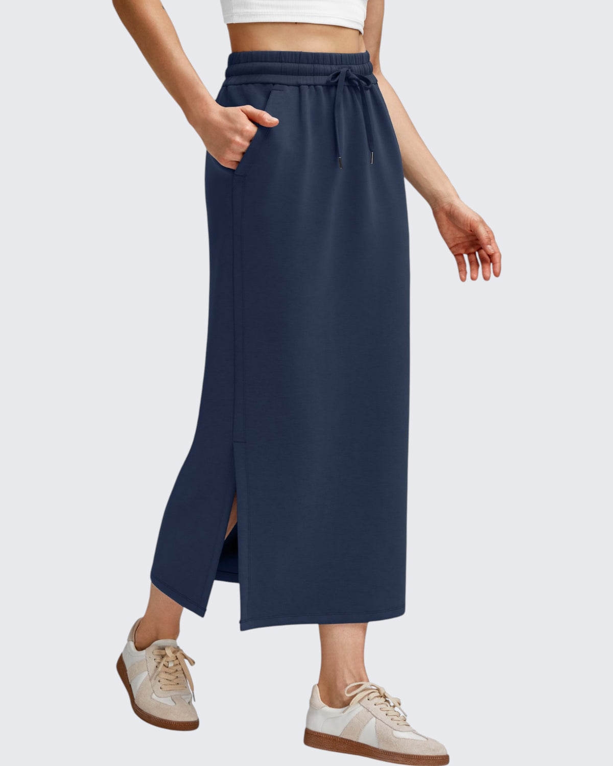 G4Free - Smoofit Side Slits Drawstring Long Skirts -GF25S465EA-S-GF25S465EB-M-GF25S465EC-L-GF25S465ED-XL-GF25S465EF-XS